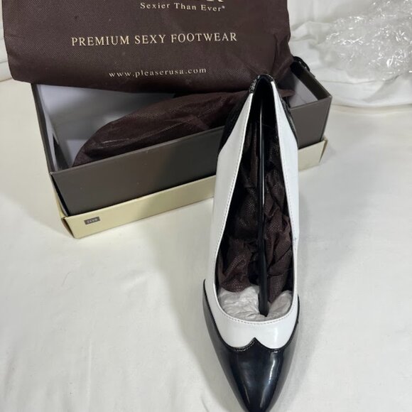 Pleaser Black and White Spectator Pumps - Size 9M - New in Box - Picture 3 of 7